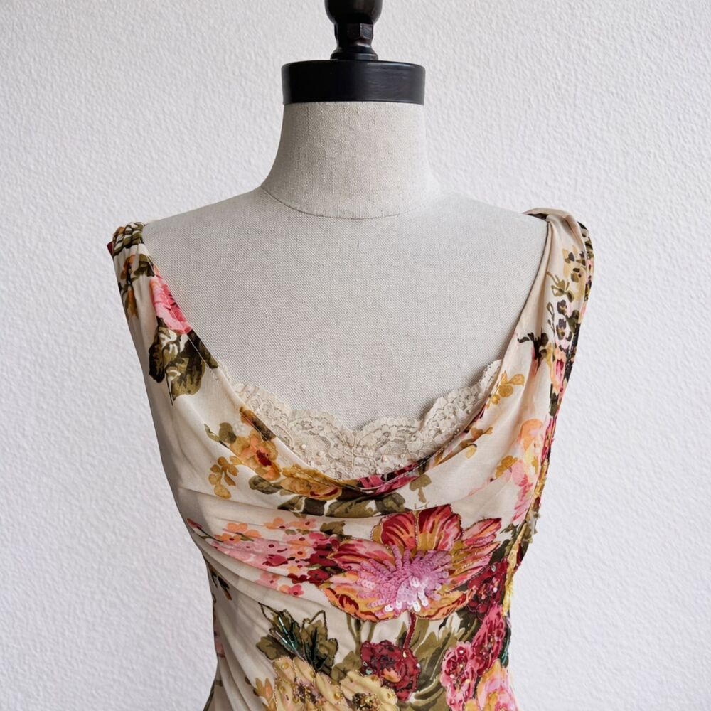 Y2K Dress DressBarn Fairy Beaded XL Flowy Sheer Fantasy Midi Formal Summer NWT - Picture 4 of 7